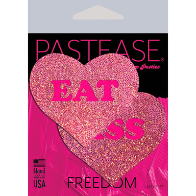 Pastease Eat Ass Hearts Pink Glitter