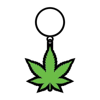 Wood Rocket Green Leaf Keychain