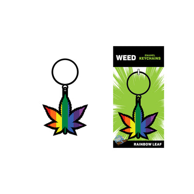 Wood Rocket Rainbow Leaf Keychain