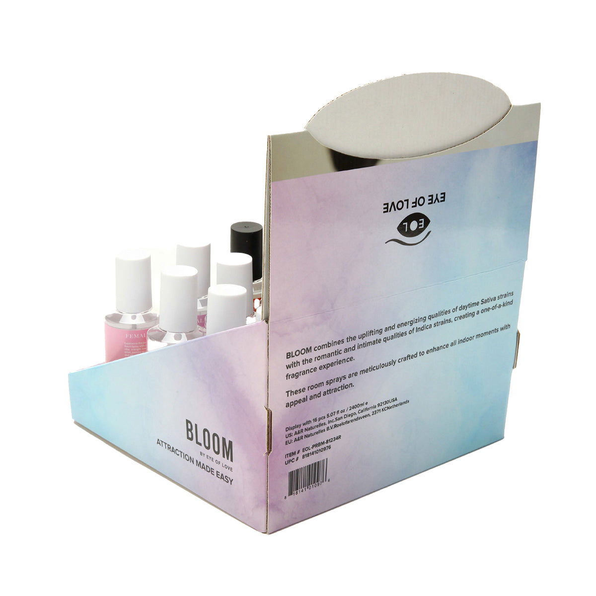 EOL Bloom Pheromone Room Spray Prepack 4X4 Prepack (Testers Included/Cardboard Display)