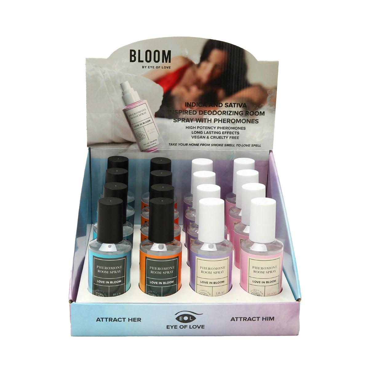 EOL Bloom Pheromone Room Spray Prepack 4X4 Prepack (Testers Included/Cardboard Display)