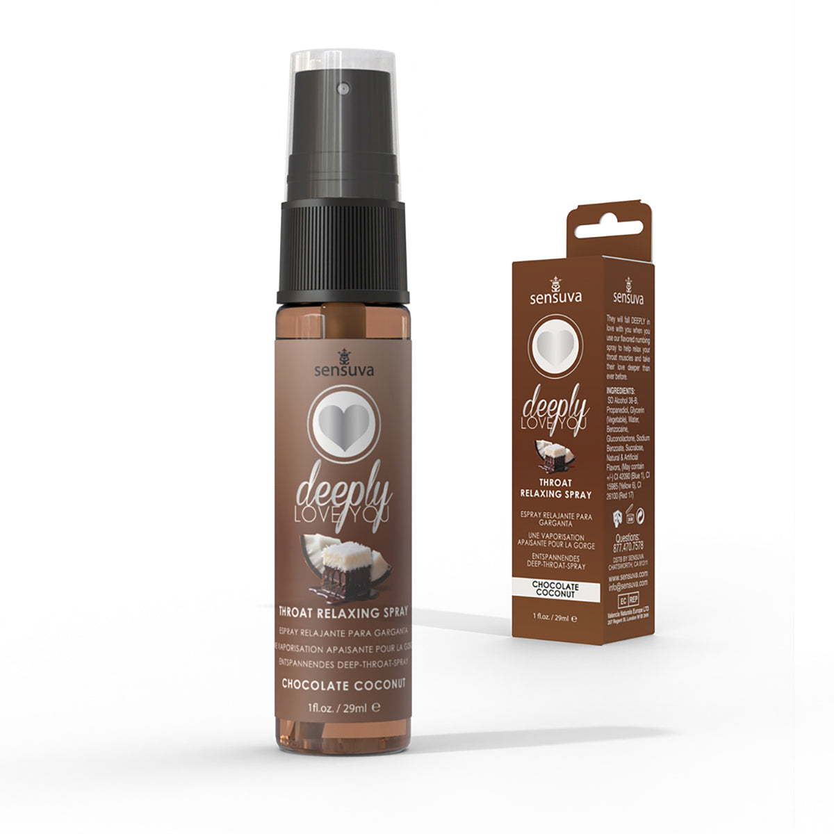 Sensuva Deeply Love You Throat Relaxing Spray Chocolate Coconut 1 oz.