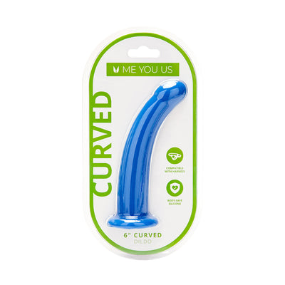 Me You Us 6in Curved Silicone Dildo Blue