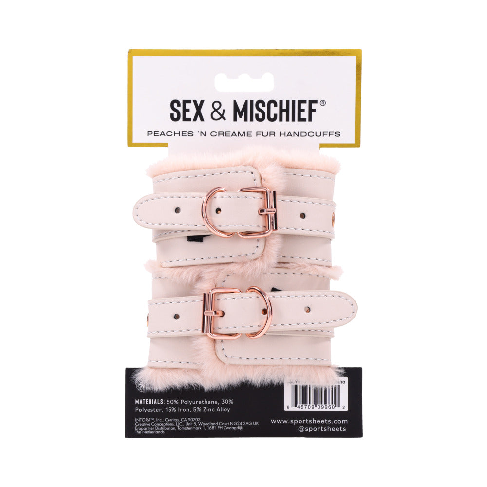 Sportsheets Sex & Mischief Peaches n CreaMe Fur Handcuffs