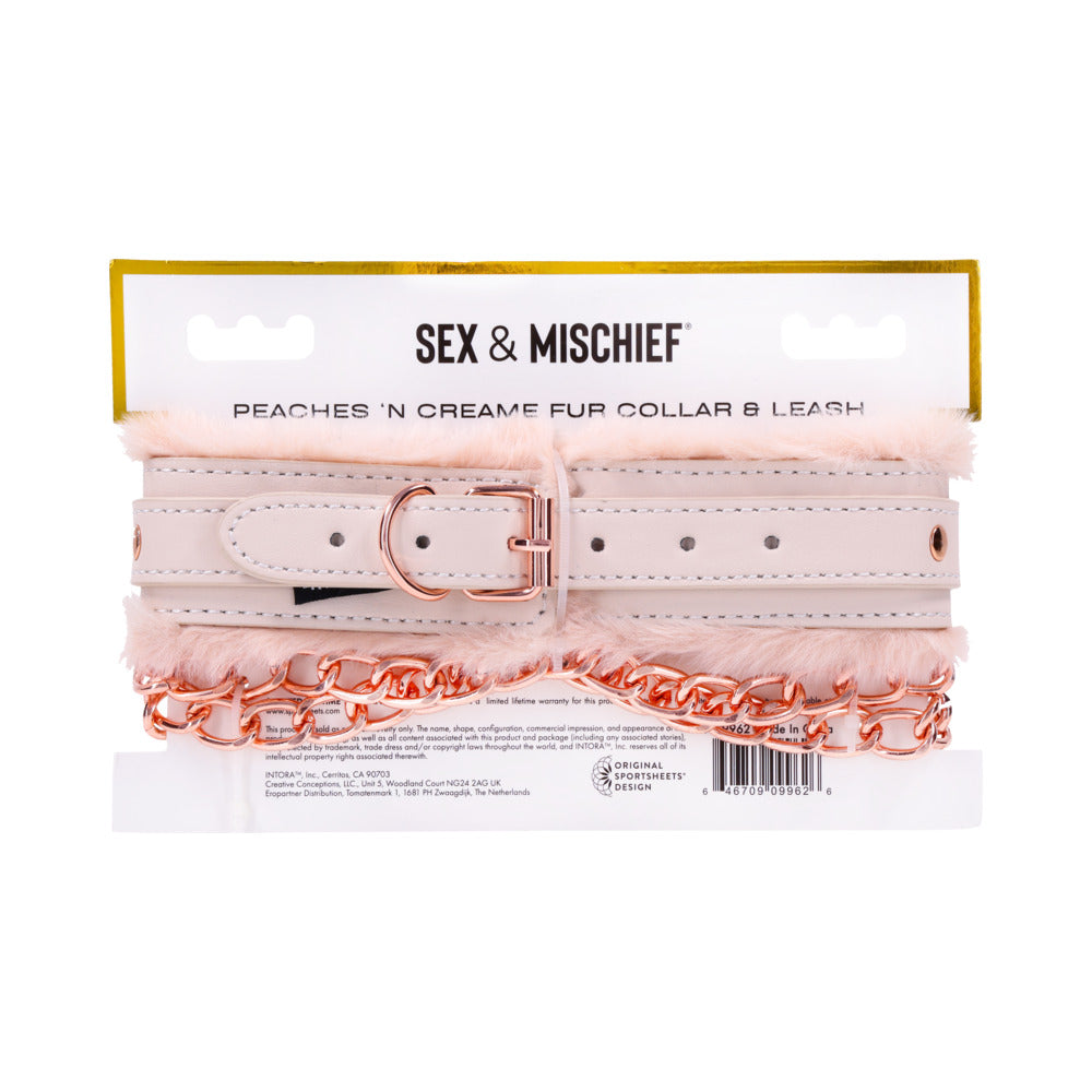 Sportsheets Sex & Mischief Peaches n CreaMe Fur Collar & Leash