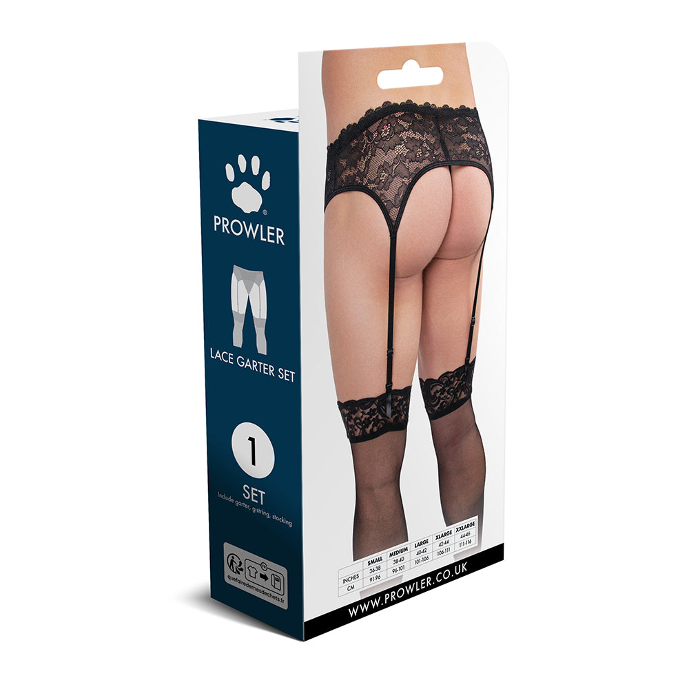 Prowler Lace Garter Set Black Small