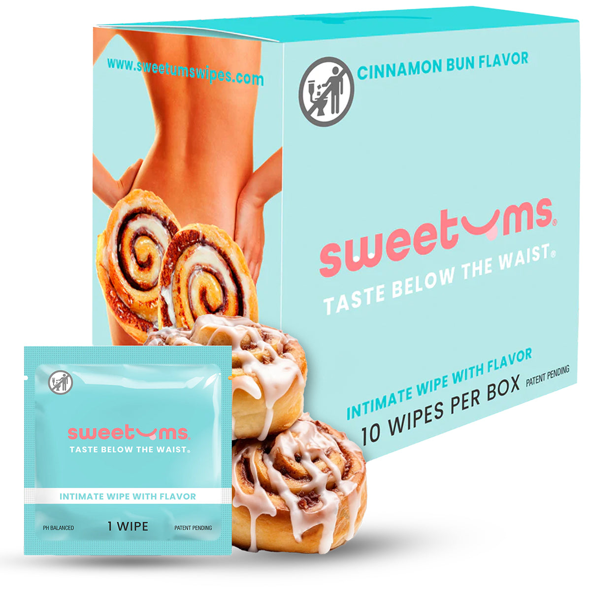 Sweetums Intimate Wipes CinnamonBun Flavor