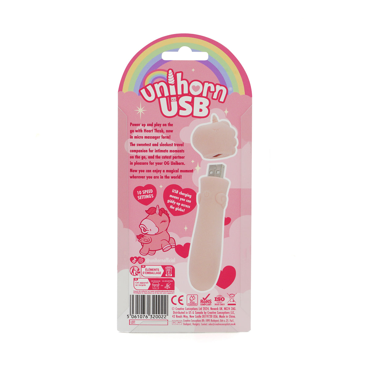 Unihorn USB Bullet Heart Throb Pink/Peach