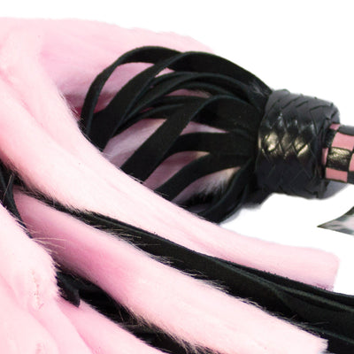 Suede and Fluff MINI Flogger - 18" - Pink/Black