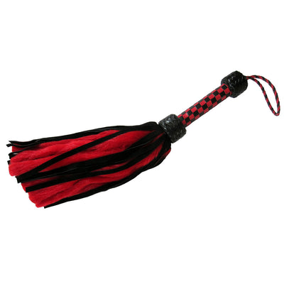 Suede and Fluff MINI Flogger - 18" - Red/Black