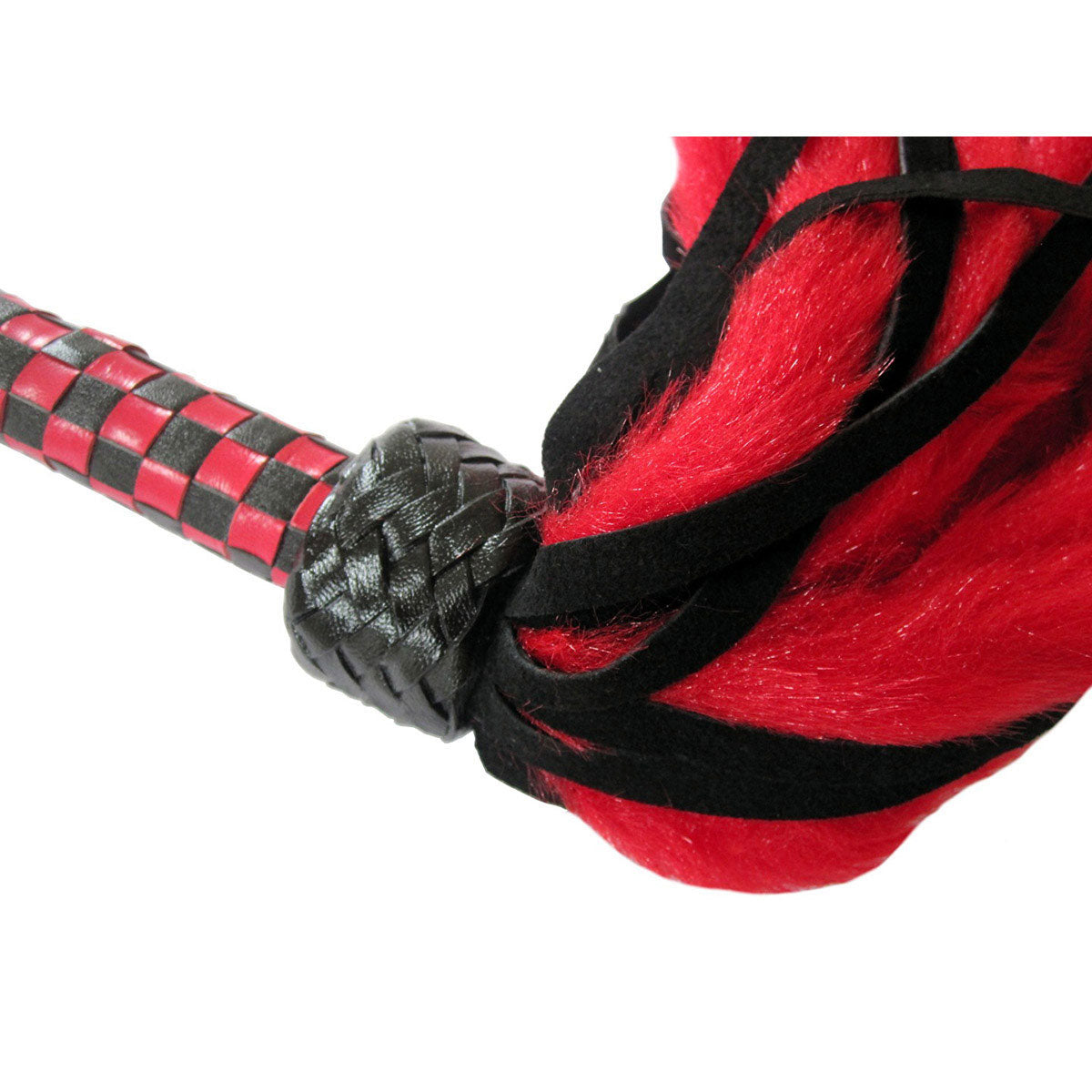 Suede and Fluff MINI Flogger - 18" - Red/Black