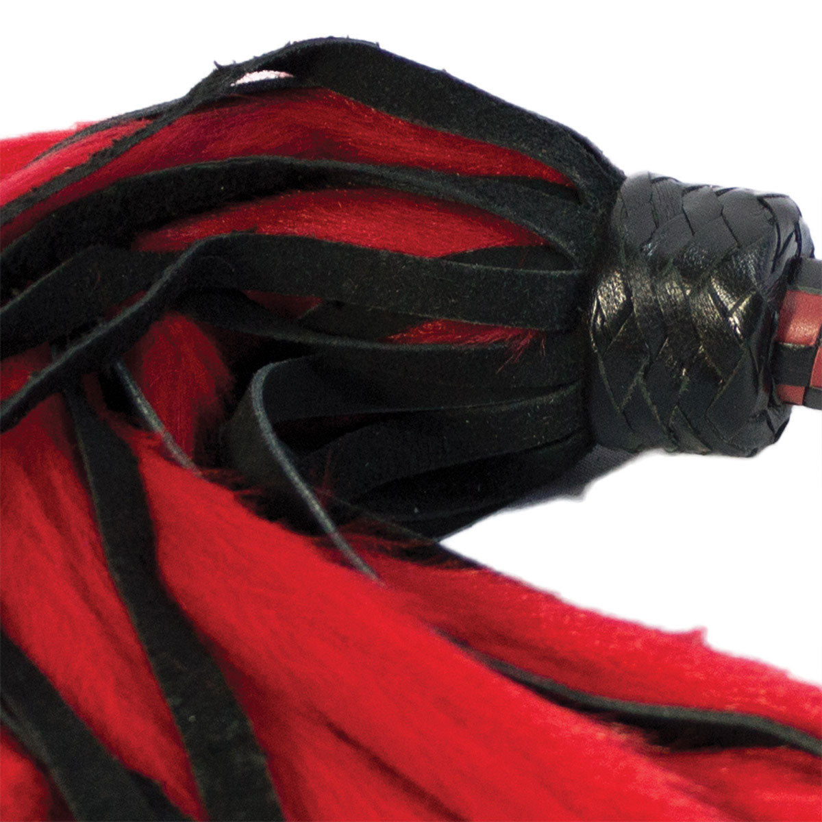 Suede and Fluff MINI Flogger - 18" - Red/Black