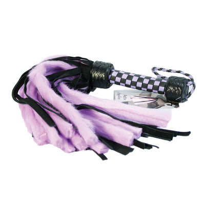 Suede and Fluff MINI Flogger - 18" - Purple/Black