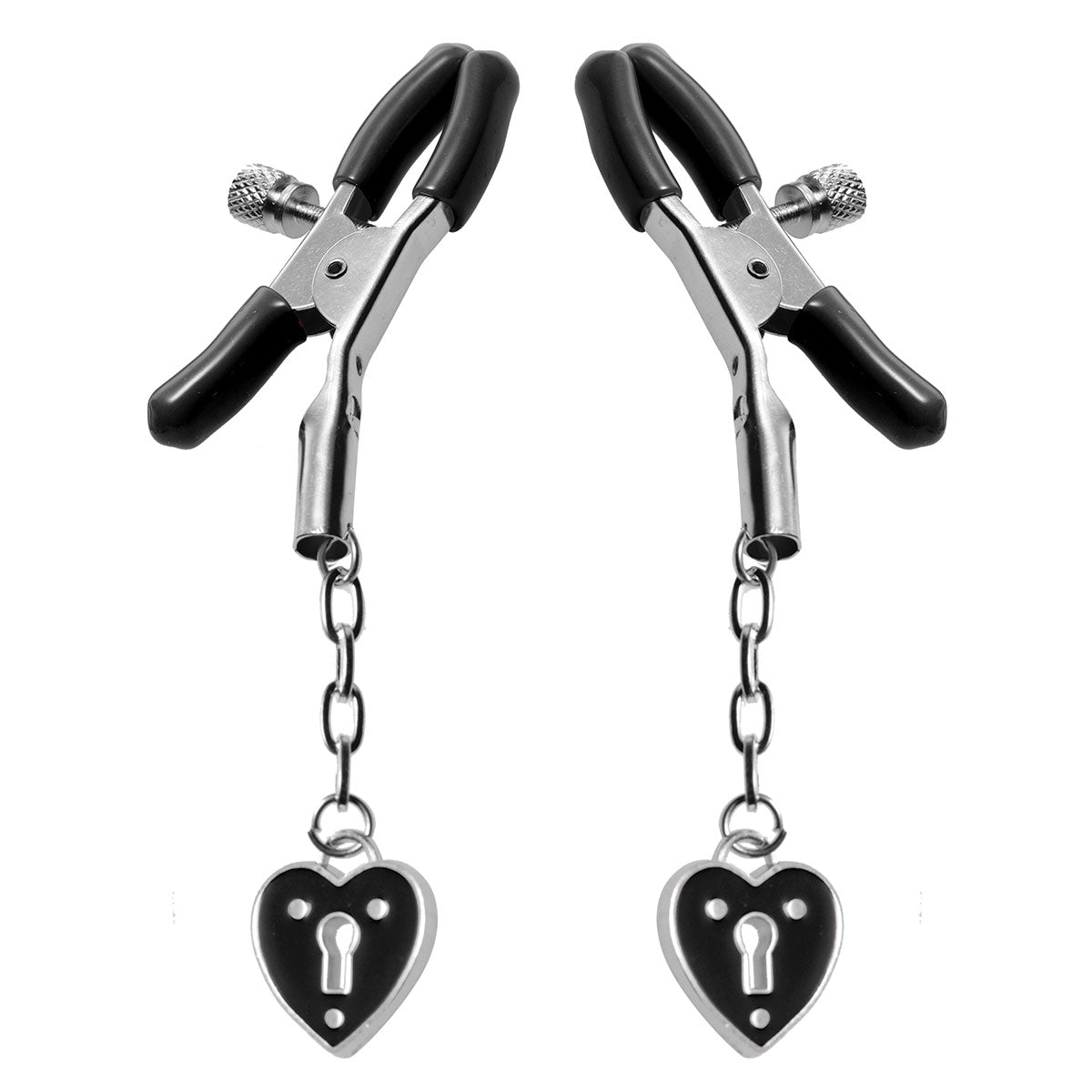 Heart Padlock Nipple Clamps - Black