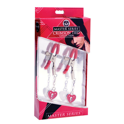 Heart Padlock Nipple Clamps - Red