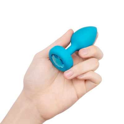 B-Vibe Vibrating Jewel Plug Small/Medium - Aqua