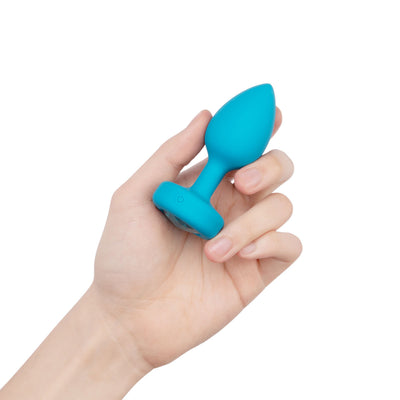 B-Vibe Vibrating Jewel Plug Small/Medium - Aqua