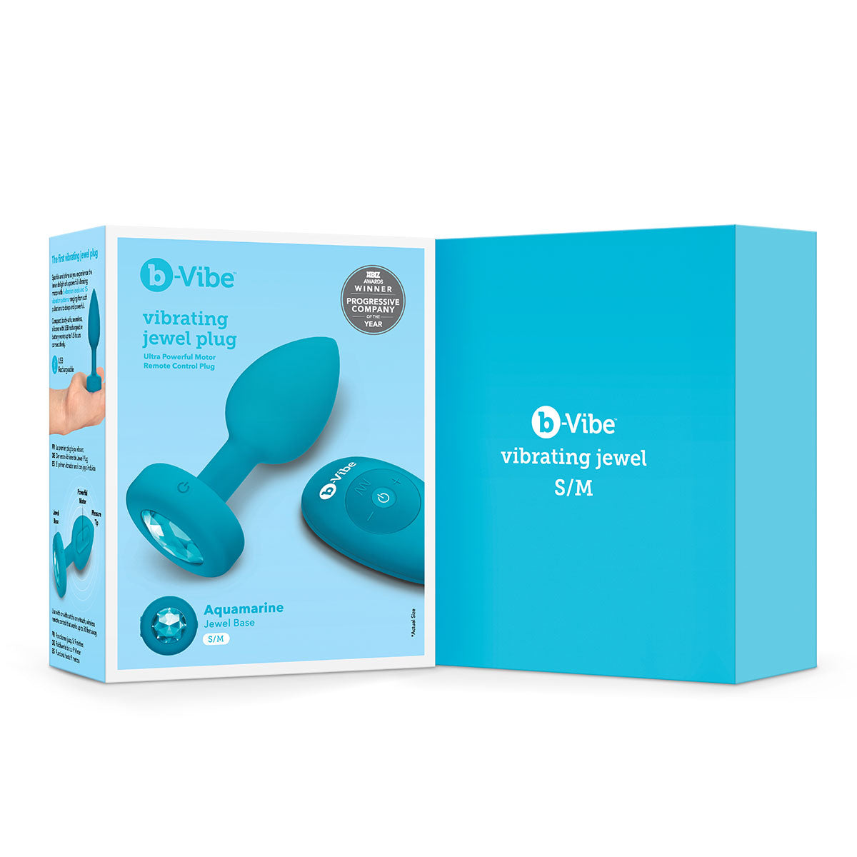 B-Vibe Vibrating Jewel Plug Small/Medium - Aqua