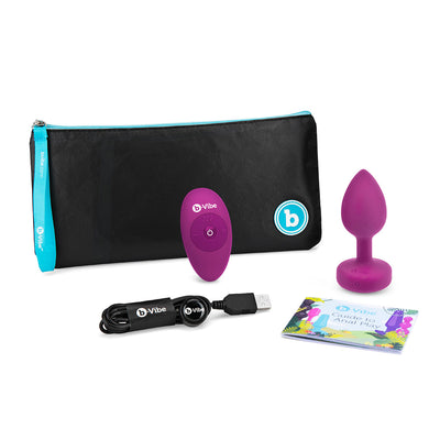 B-Vibe Vibrating Jewel Plug Small/Medium - Fuchsia