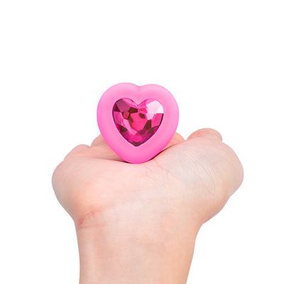 B-Vibe Vibrating Heart Plug Small/Medium - Pink Topaz