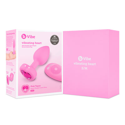 B-Vibe Vibrating Heart Plug Small/Medium - Pink Topaz