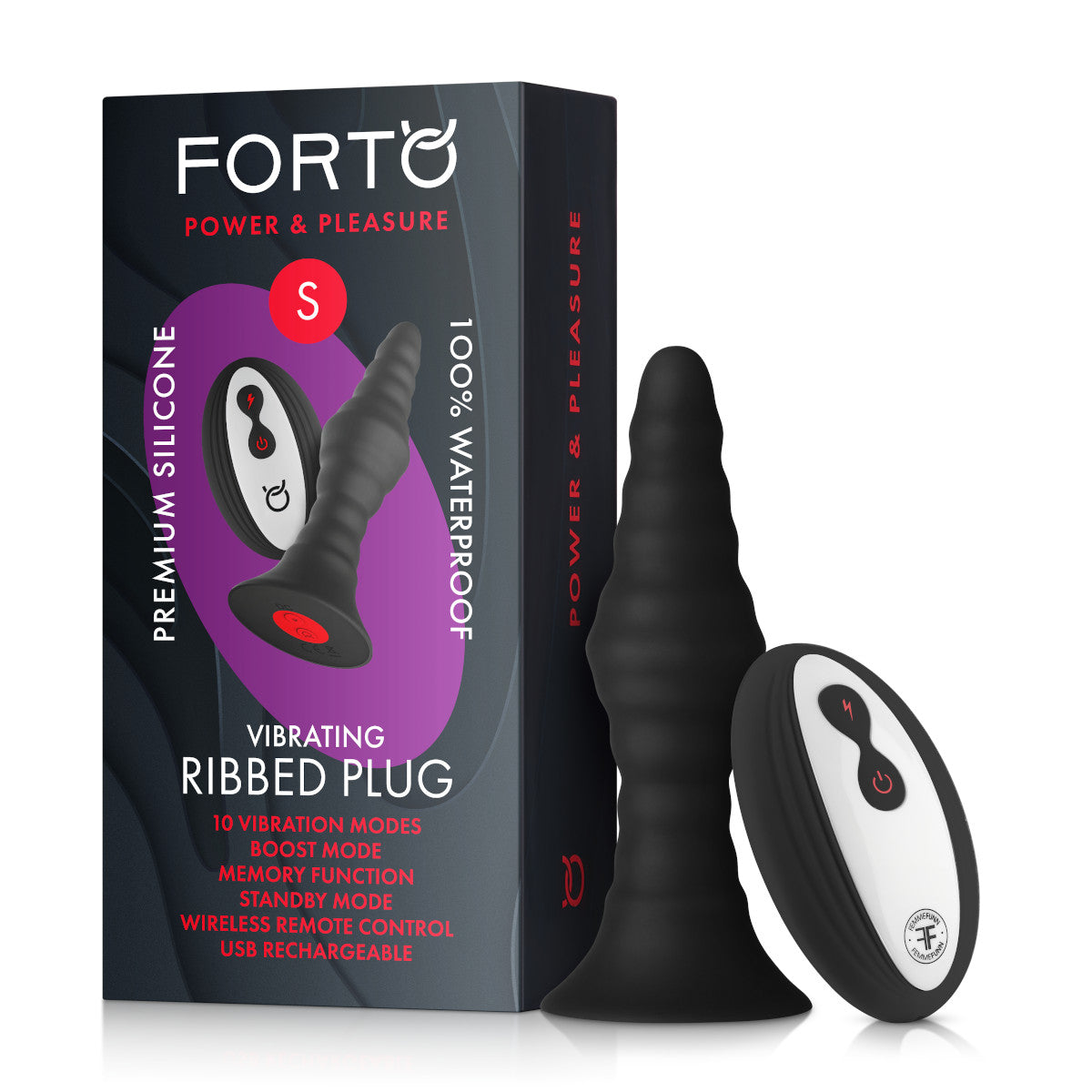 FORTO Vibrating Small Remote Ribbed Plug