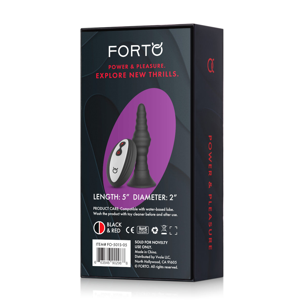 FORTO Vibrating Small Remote Ribbed Plug