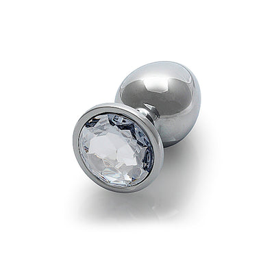 Shots Ouch! Round Gem Butt Plug Medium - Silver/Diamond