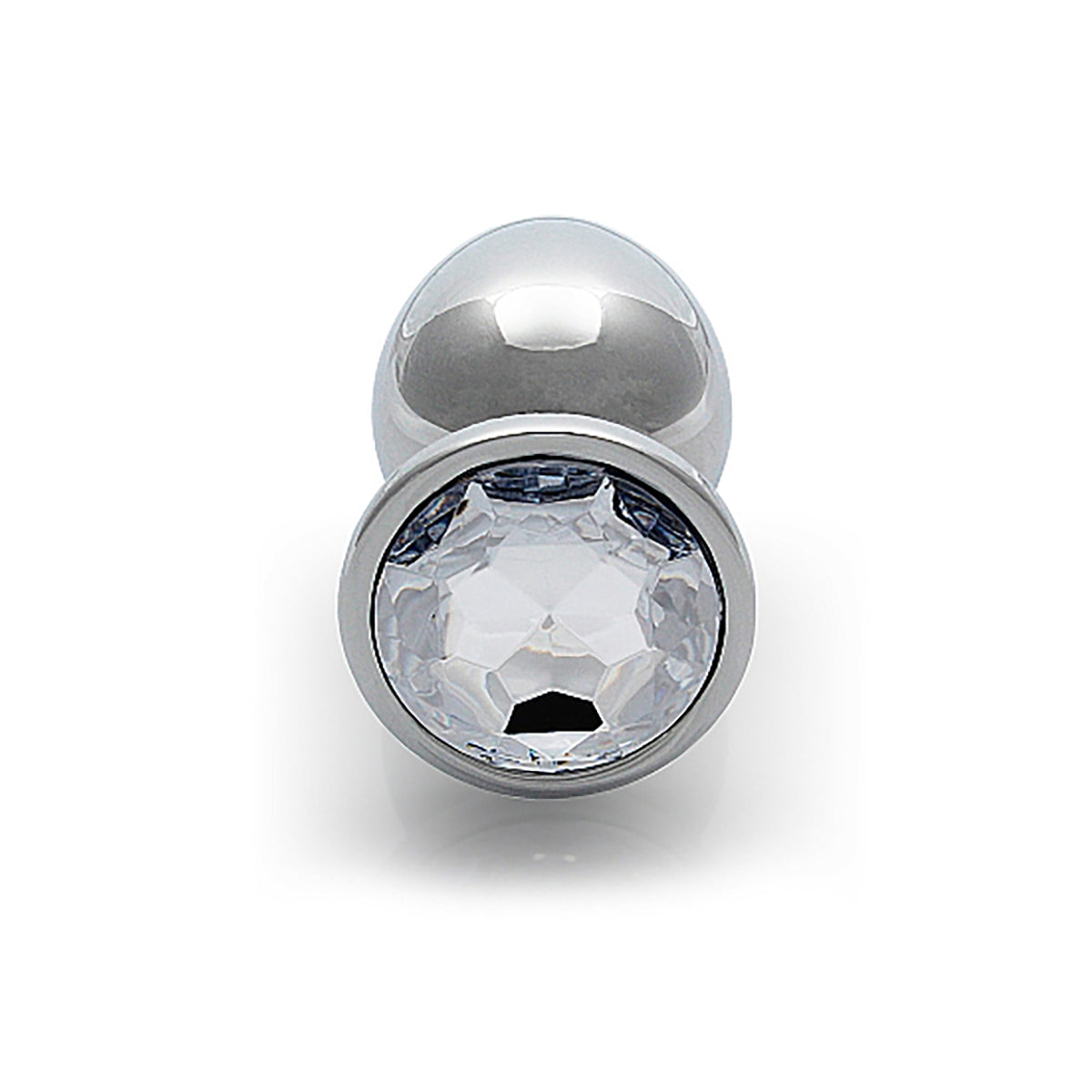 Shots Ouch! Round Gem Butt Plug Large - Silver/Diamond