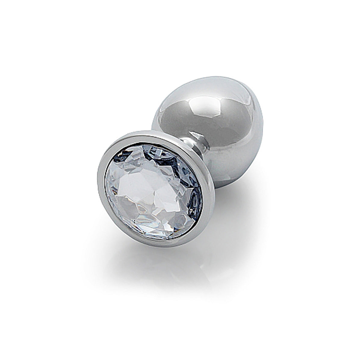 Shots Ouch! Round Gem Butt Plug Large - Silver/Diamond