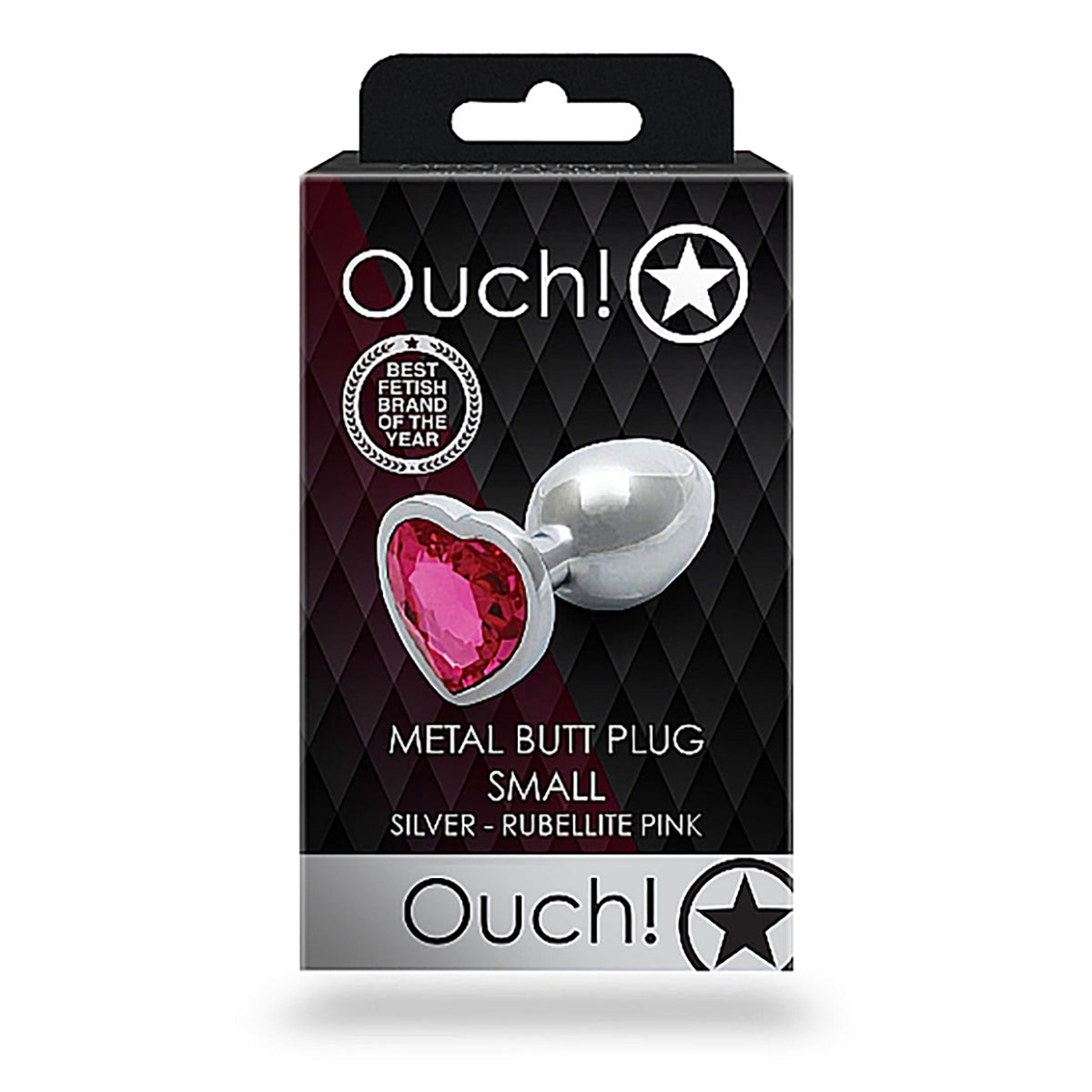 Shots Ouch! Heart Gem Butt Plug Small - Silver/Rubellite Pink