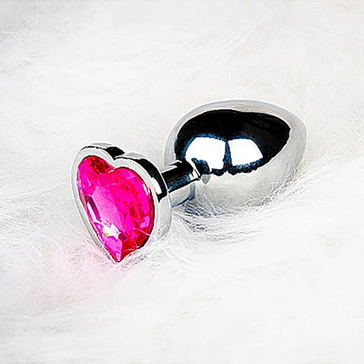 Shots Ouch! Heart Gem Butt Plug Small - Silver/Rubellite Pink