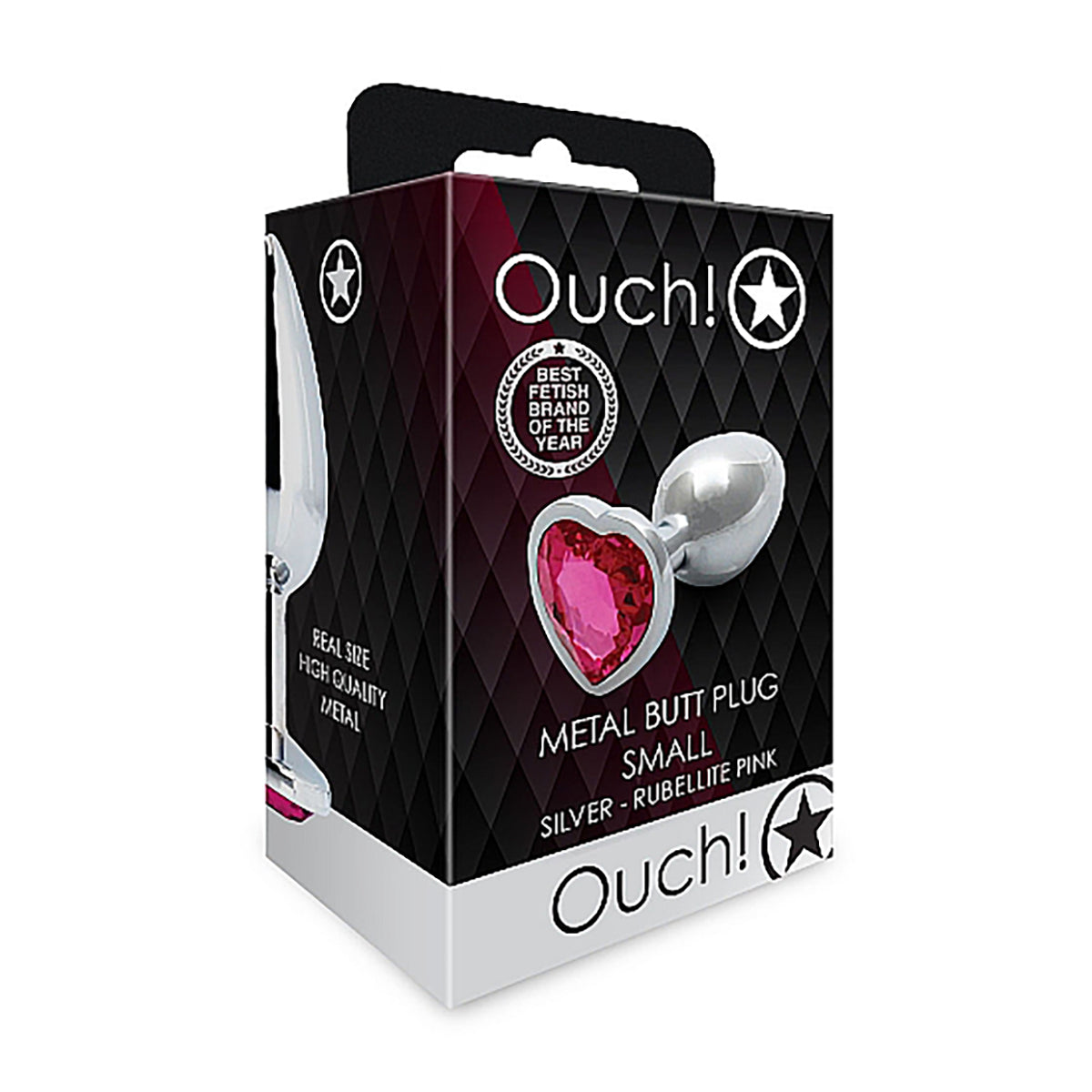 Shots Ouch! Heart Gem Butt Plug Small - Silver/Rubellite Pink