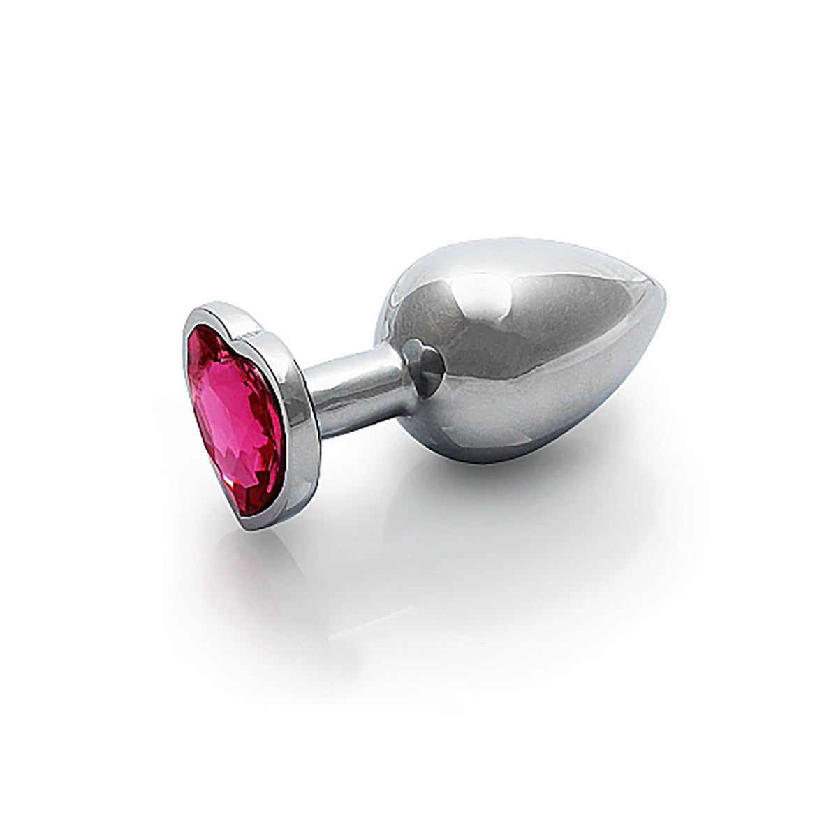 Shots Ouch! Heart Gem Butt Plug Medium - Silver/Rubellite Pink