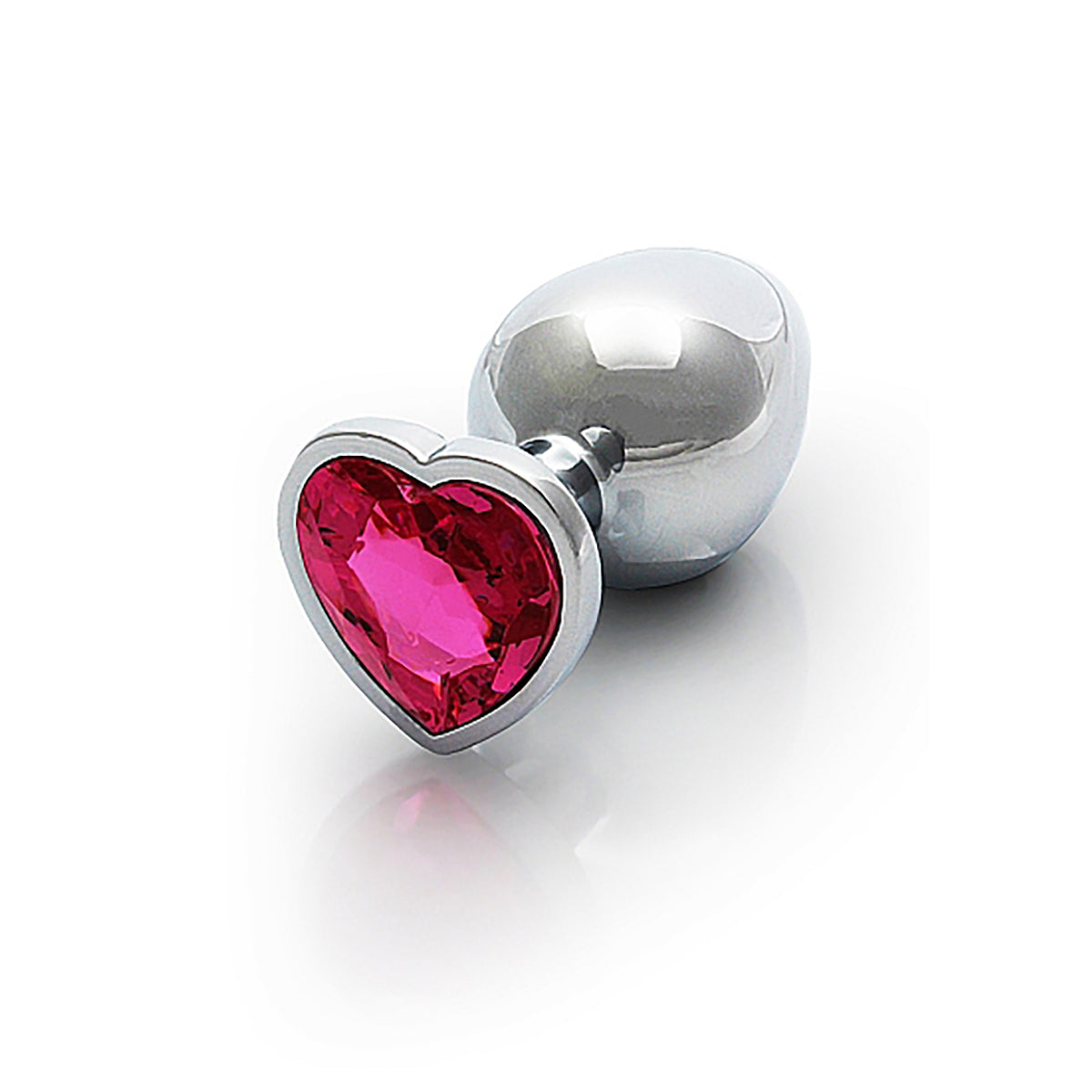 Shots Ouch! Heart Gem Butt Plug Medium - Silver/Rubellite Pink