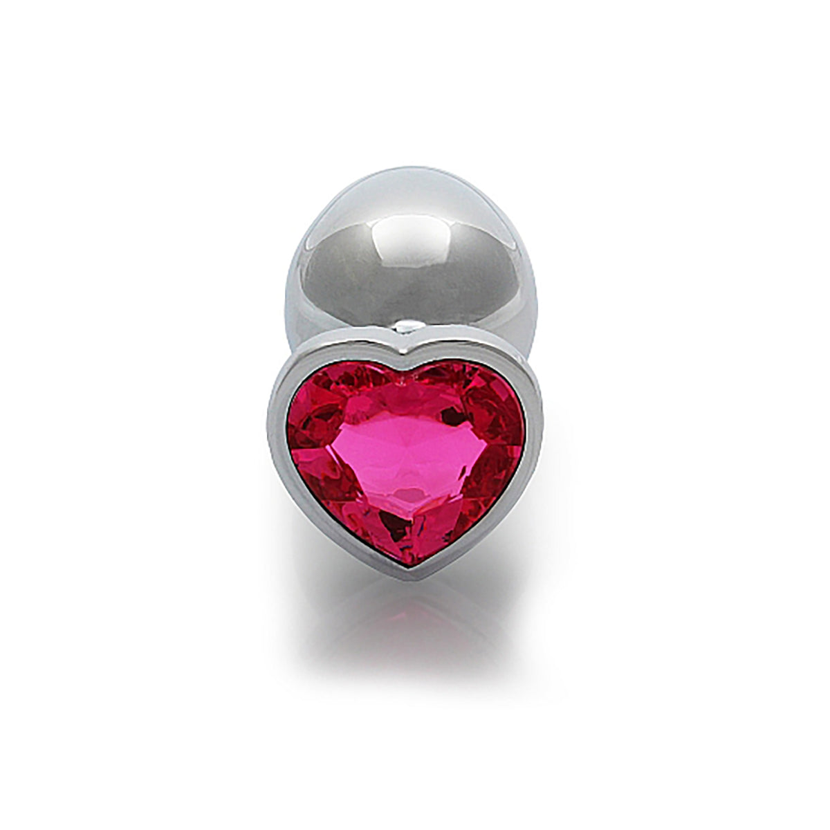 Shots Ouch! Heart Gem Butt Plug Large - Silver/Rubellite Pink