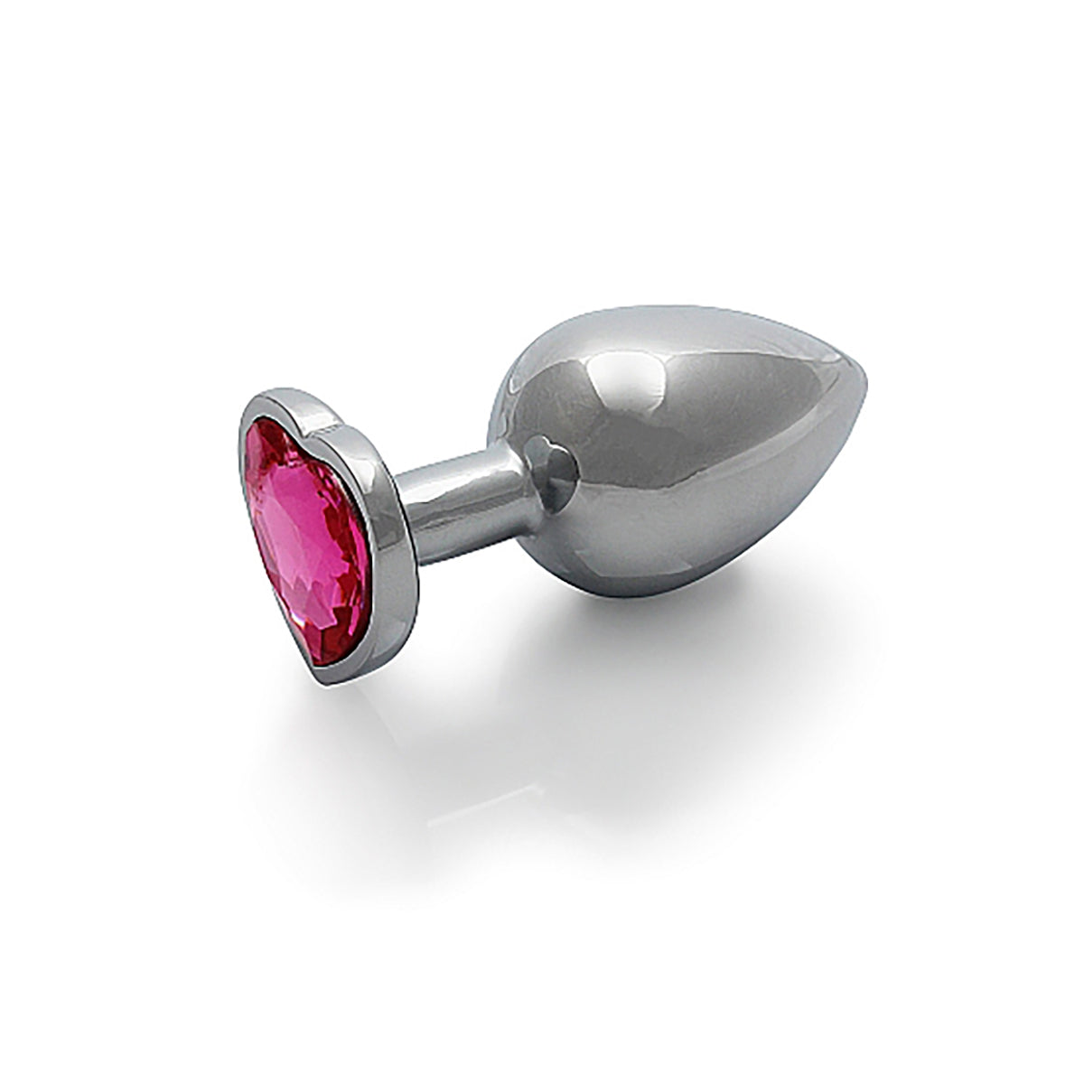 Shots Ouch! Heart Gem Butt Plug Large - Silver/Rubellite Pink