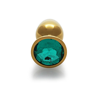 Shots Ouch! Round Gem Butt Plug Small - Gold/Emerald Green