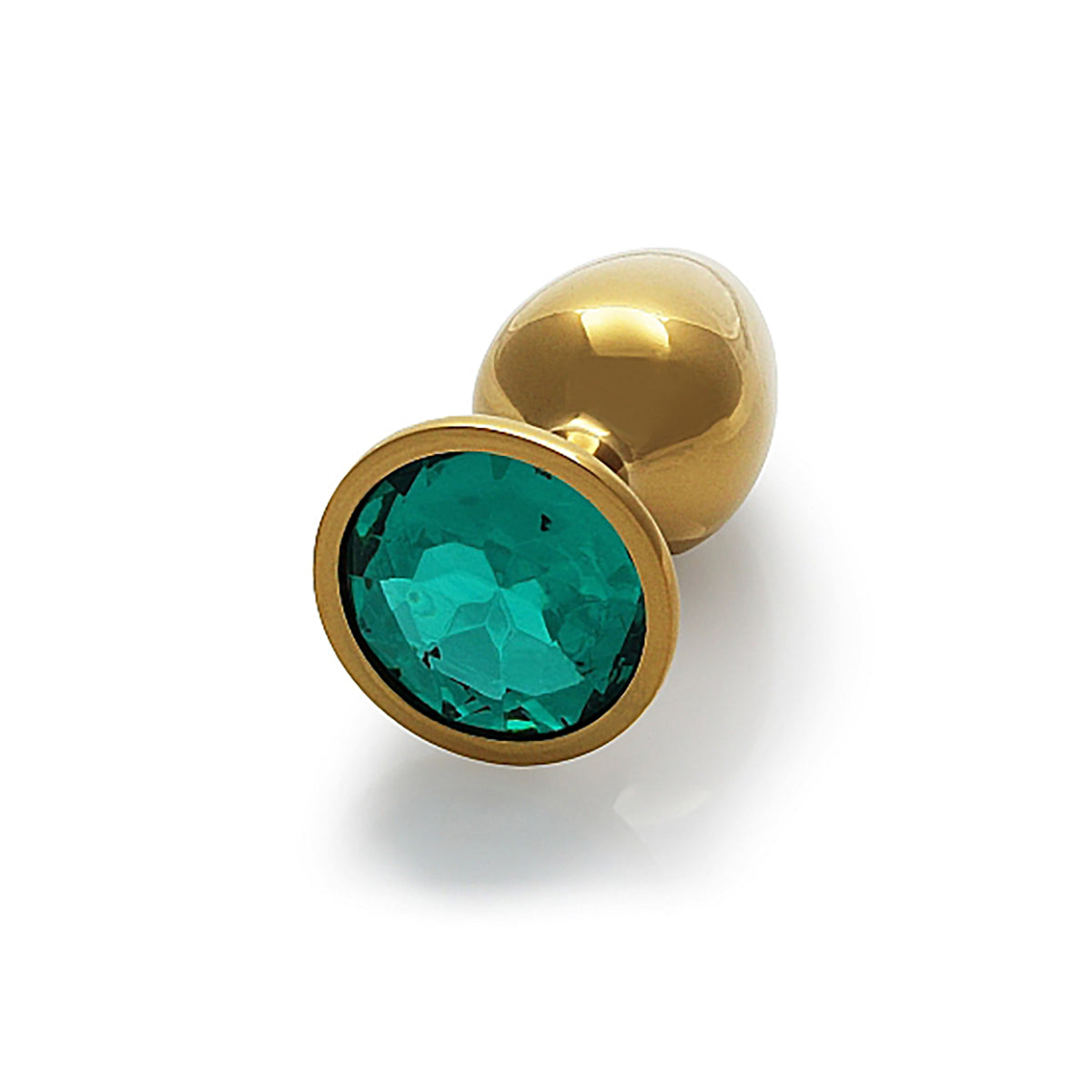 Shots Ouch! Round Gem Butt Plug Small - Gold/Emerald Green