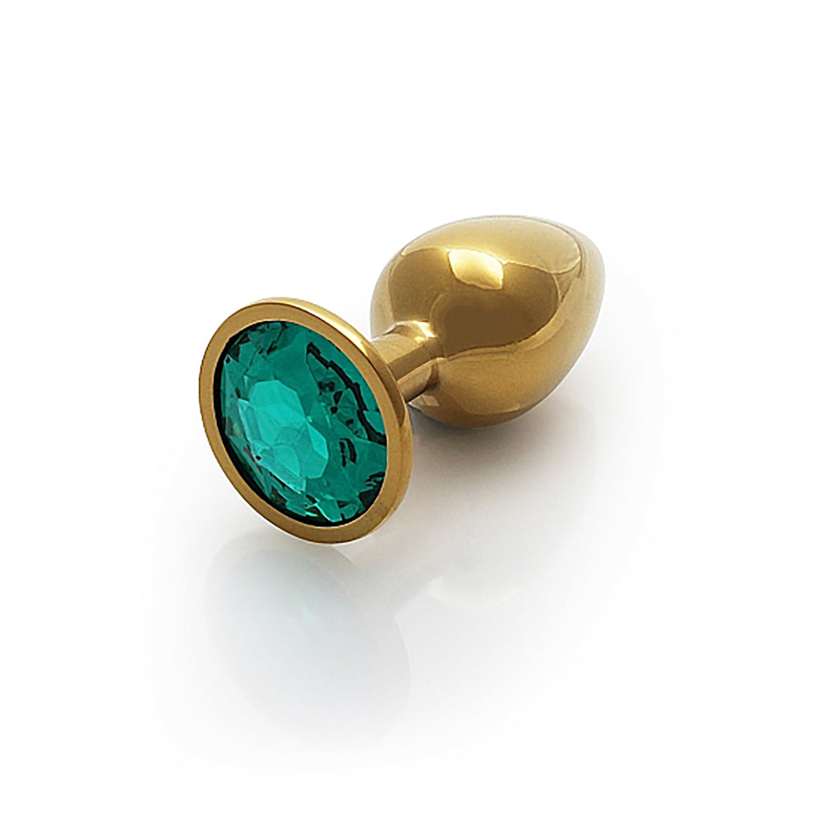 Shots Ouch! Round Gem Butt Plug Small - Gold/Emerald Green