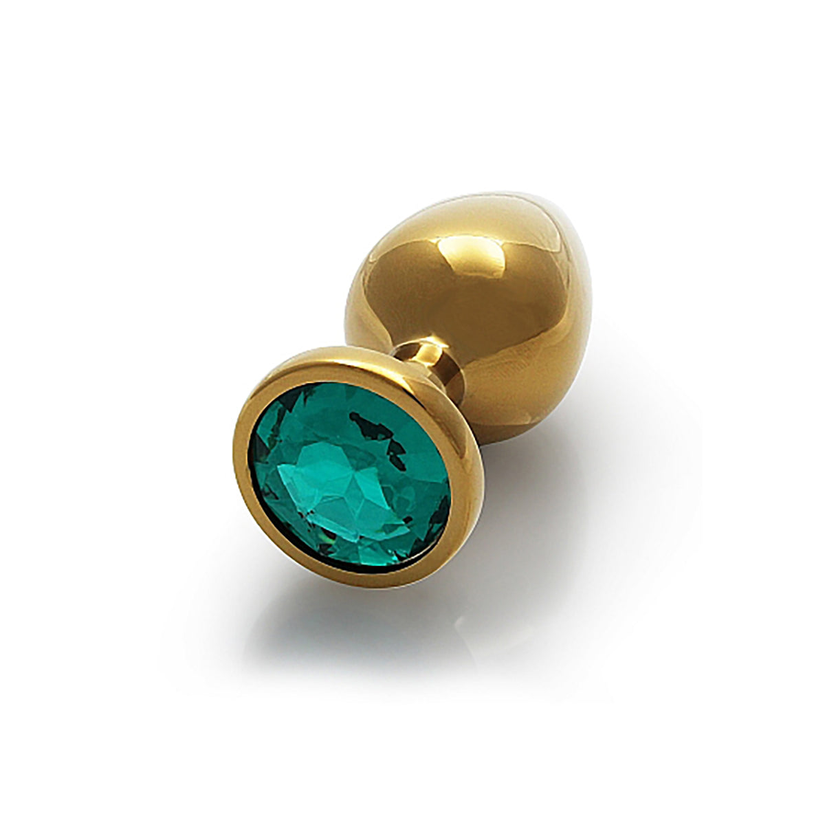 Shots Ouch! Round Gem Butt Plug Medium - Gold/Emerald Green