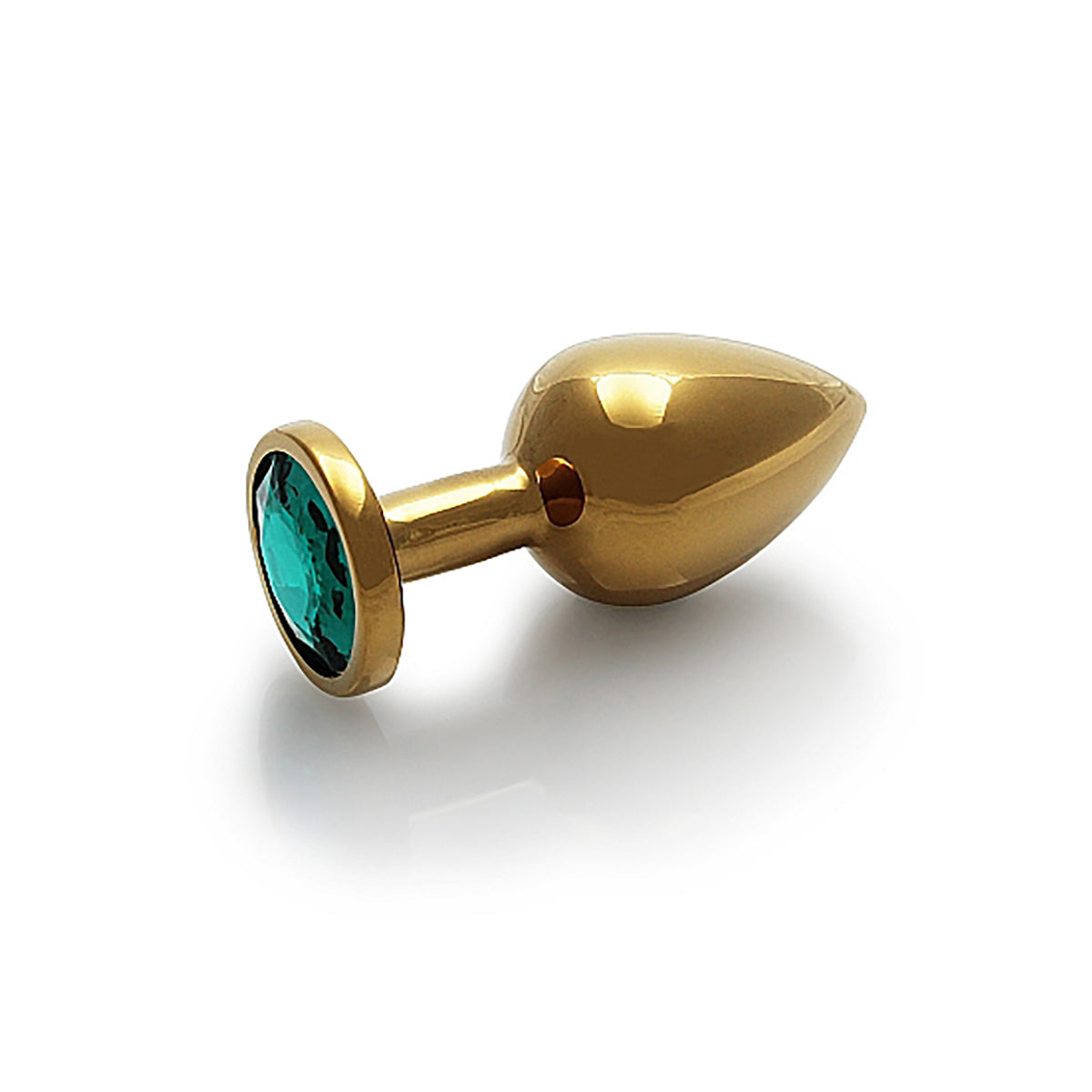 Shots Ouch! Round Gem Butt Plug Medium - Gold/Emerald Green