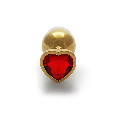 Shots Ouch! Heart Gem Butt Plug Small - Gold/Ruby Red