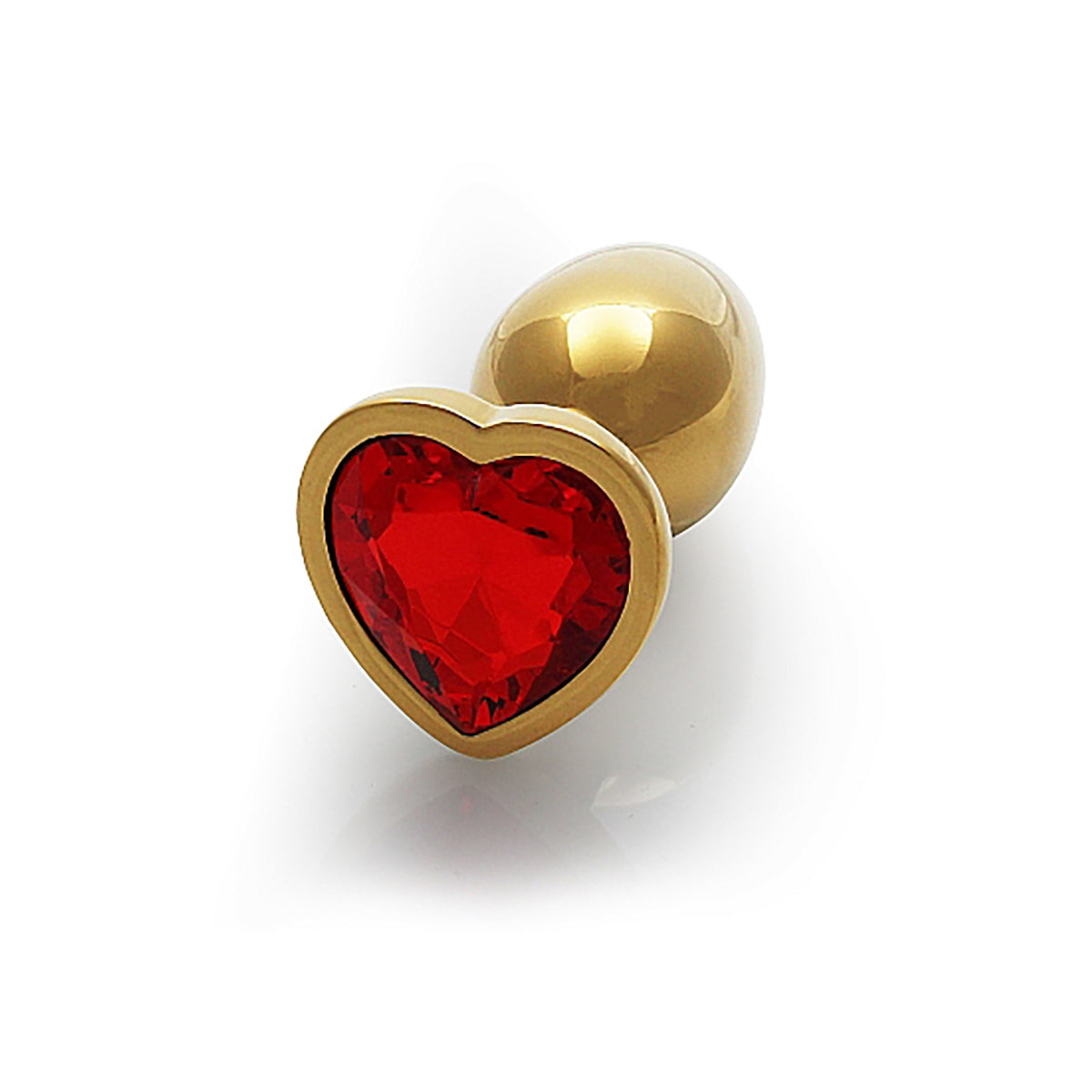 Shots Ouch! Heart Gem Butt Plug Small - Gold/Ruby Red