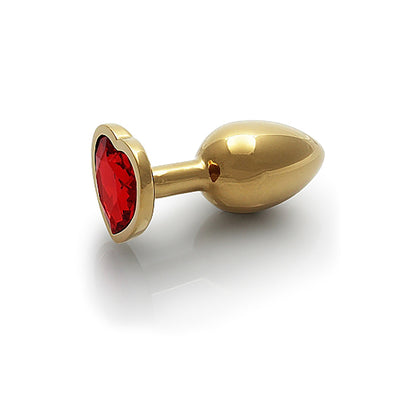 Shots Ouch! Heart Gem Butt Plug Small - Gold/Ruby Red