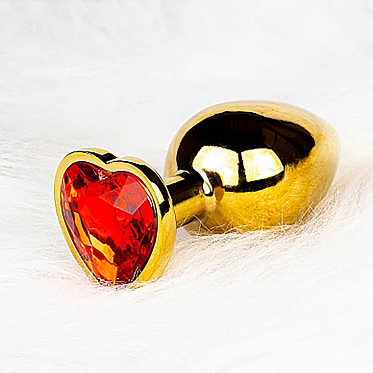 Shots Ouch! Heart Gem Butt Plug Small - Gold/Ruby Red