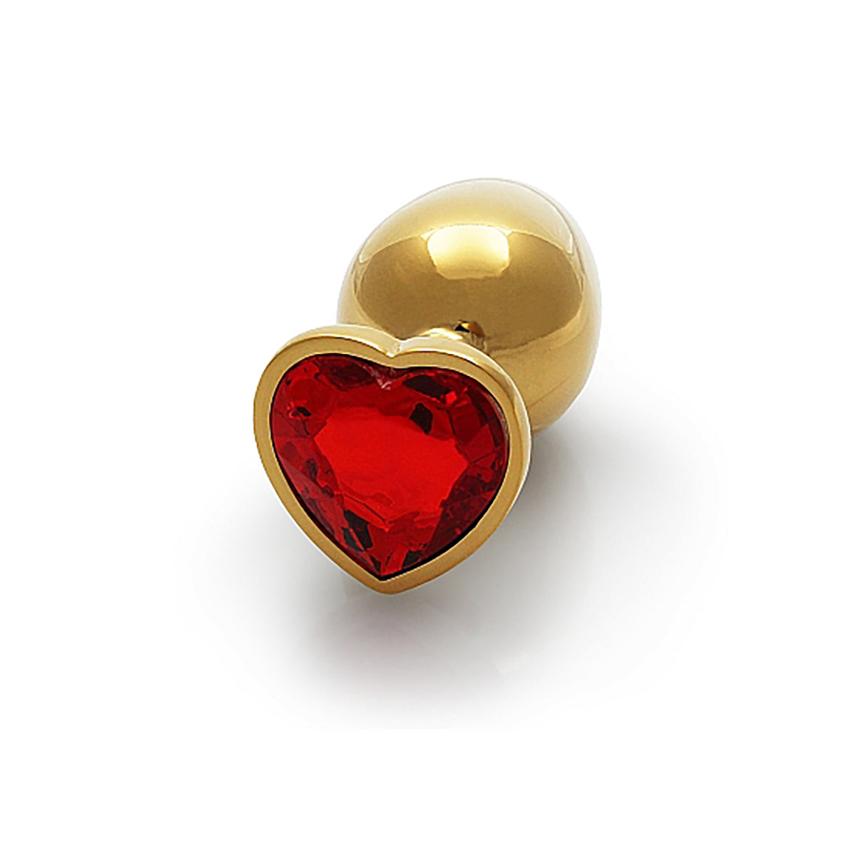 Shots Ouch! Heart Gem Butt Plug Large - Gold/Ruby Red