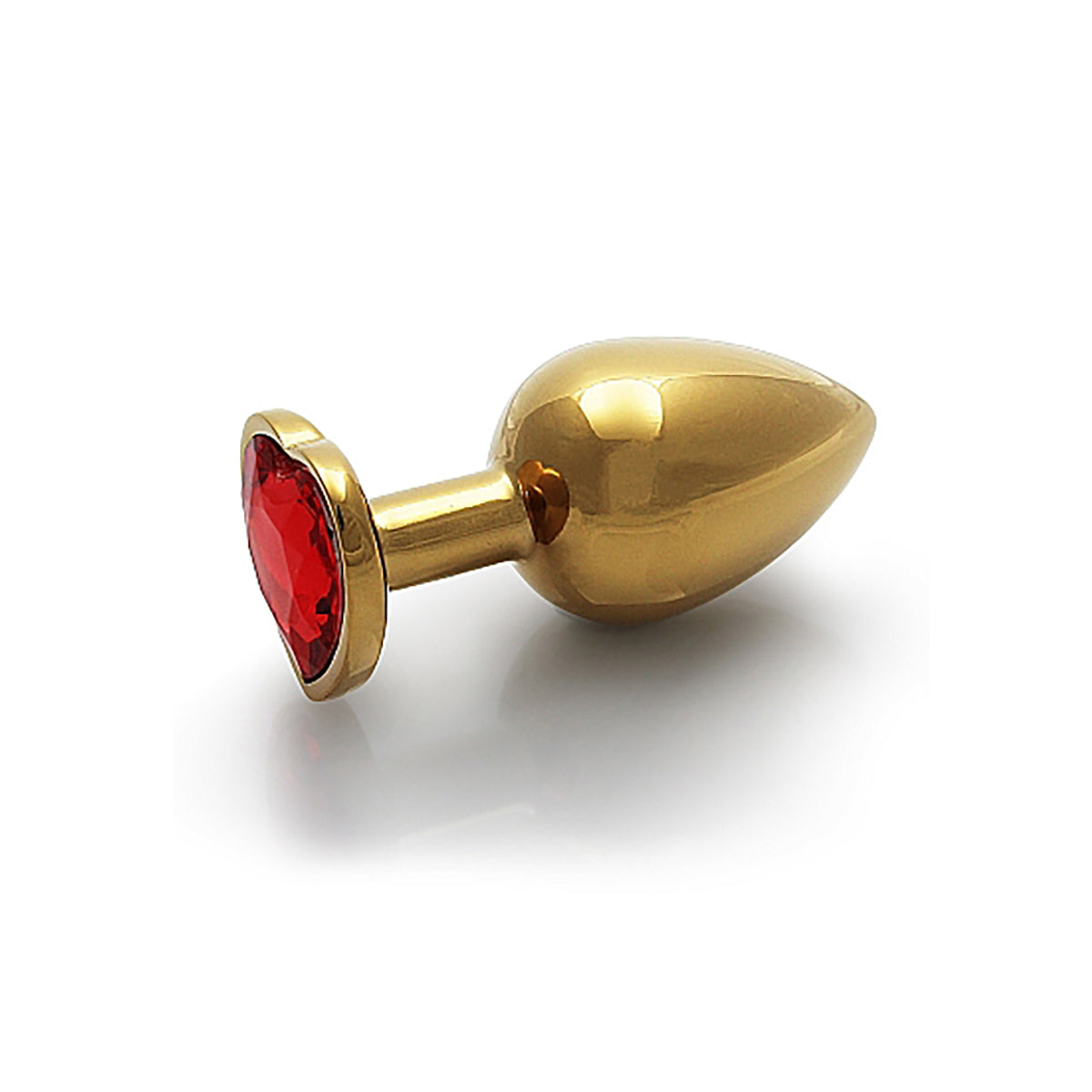 Shots Ouch! Heart Gem Butt Plug Large - Gold/Ruby Red