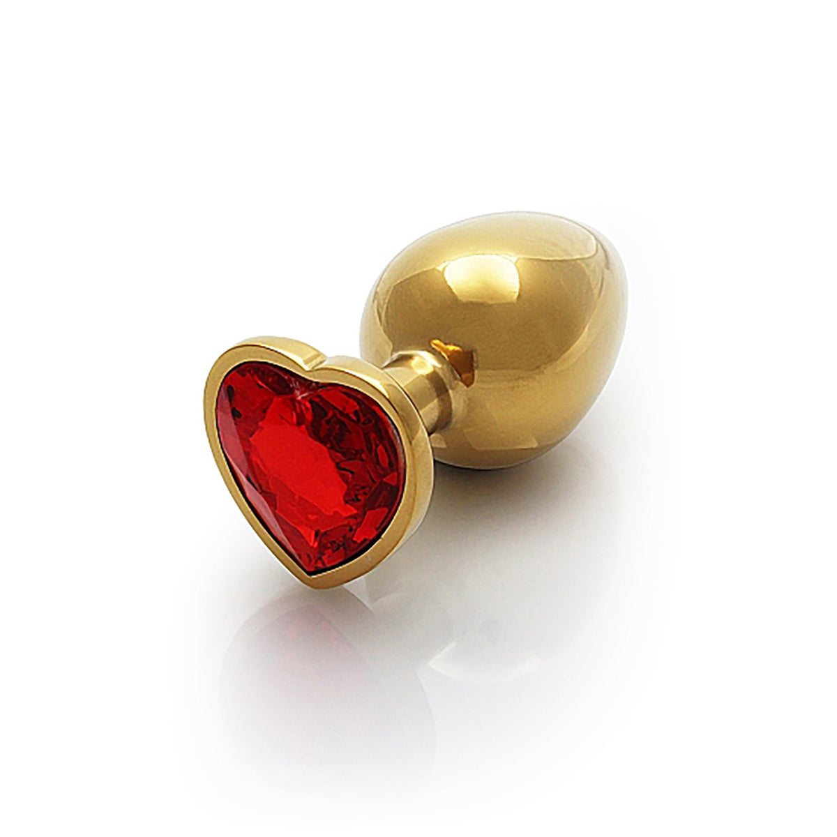 Shots Ouch! Heart Gem Butt Plug Large - Gold/Ruby Red