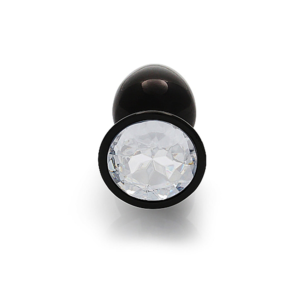 Shots Ouch! Round Gem Butt Plug Small - Gunmetal/Diamond